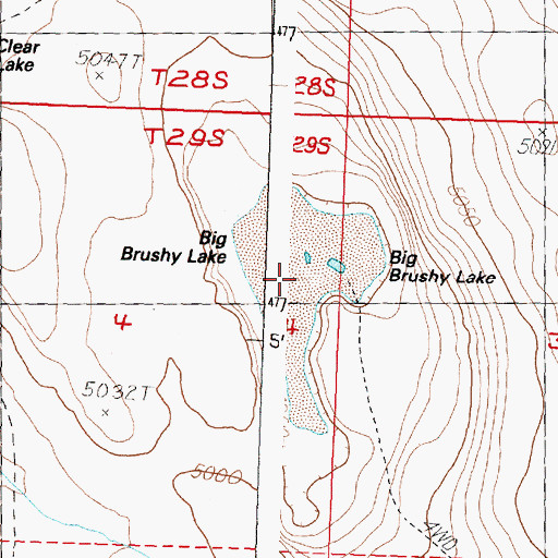 Topographic Map of Big Brushy Lake, OR