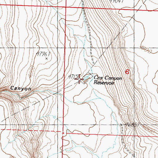 Topographic Map of Cox Canyon Reservoir, OR