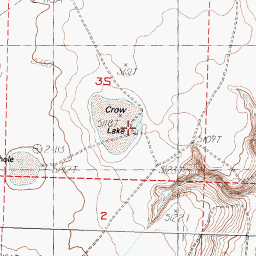 Topographic Map of Crow Lake, OR