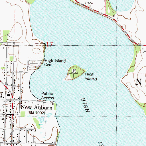 Topographic Map of High Island, MN