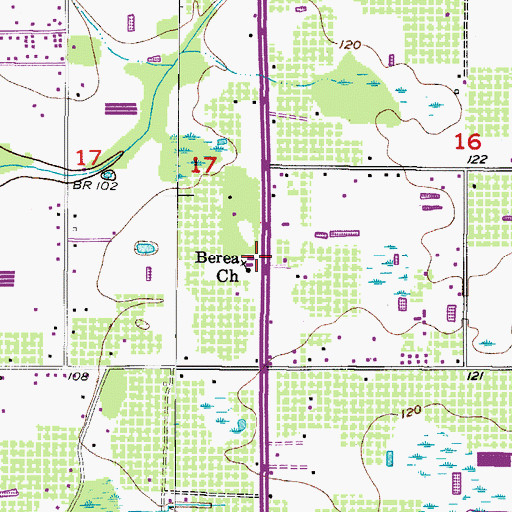 Topographic Map of Berea Church, FL