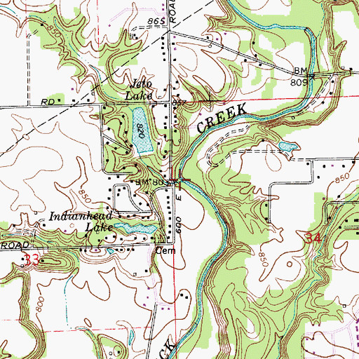 Topographic Map of Jeto Creek, IN