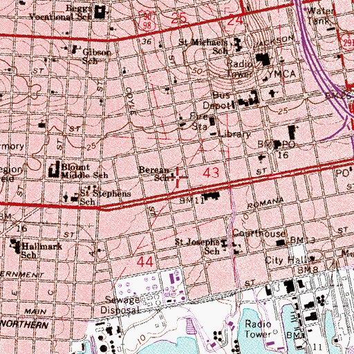 Topographic Map of Berean School, FL