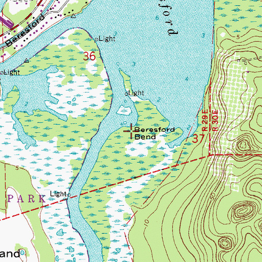 Topographic Map of Beresford Bend, FL
