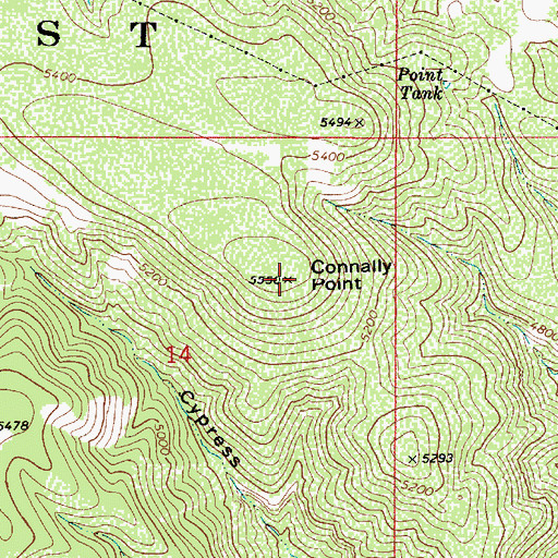 Topographic Map of Connally Point, AZ