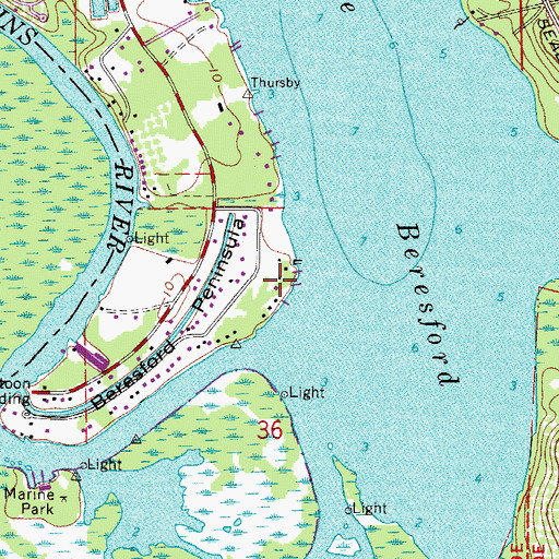 Topographic Map of Beresford Peninsula, FL