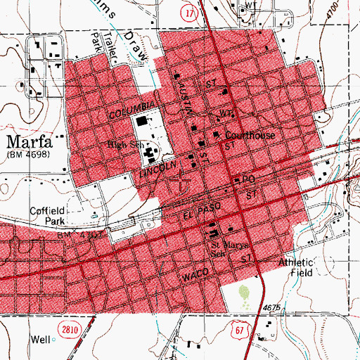 Topographic Map of Mimms Draw, TX