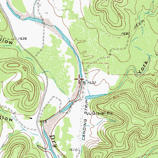Topographic Map of York Hollow, TX