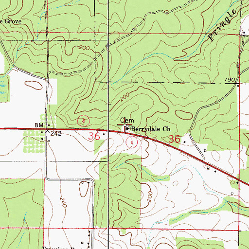 Topographic Map of Berrydale Church, FL