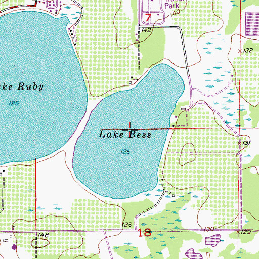 Topographic Map of Lake Bess, FL