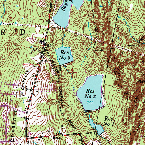 Topographic Map of Seymour Reservoirs, CT