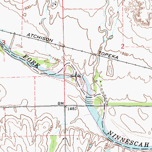 Topographic Map of Red Rut Creek, KS