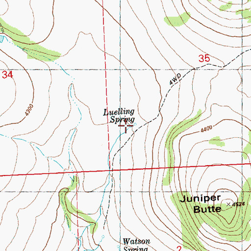 Topographic Map of Luelling Spring, OR