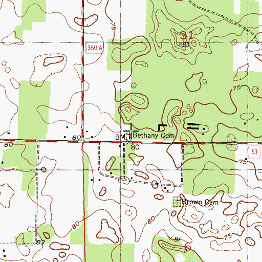 Topographic Map of Bethany Cemetery, FL