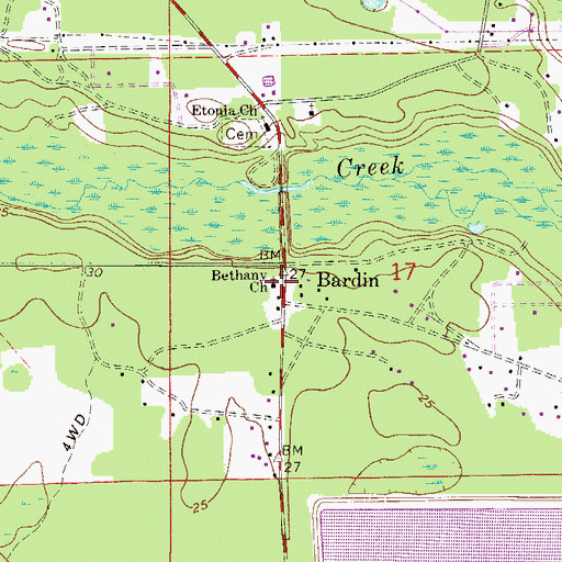 Topographic Map of Bethany Missionary Baptist Church, FL