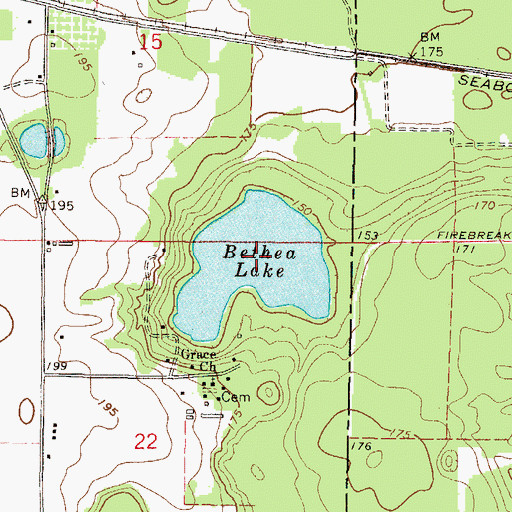 Topographic Map of Bethea Lake, FL