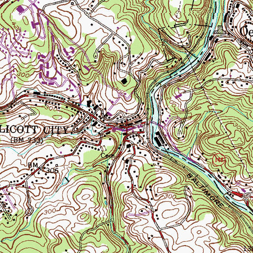 Topographic Map of New Cut Branch, MD