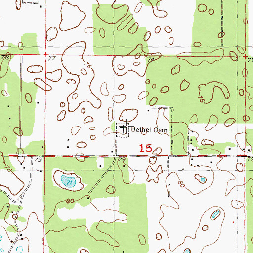 Topographic Map of Bethel Cemetery, FL
