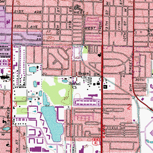 Topographic Map of Bethel Church, FL
