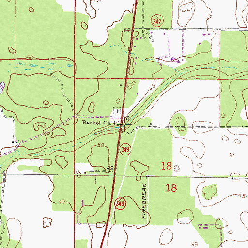 Topographic Map of Walker Creek Bethel Baptist Church, FL