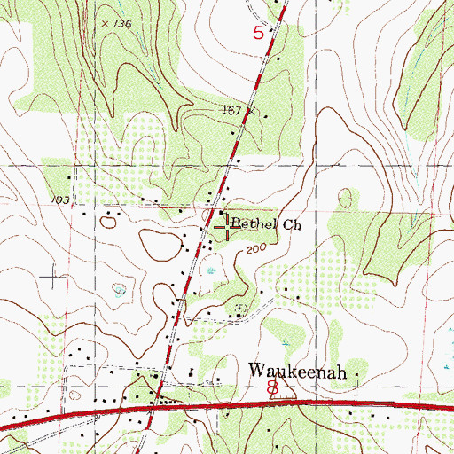 Topographic Map of Bethel Church, FL