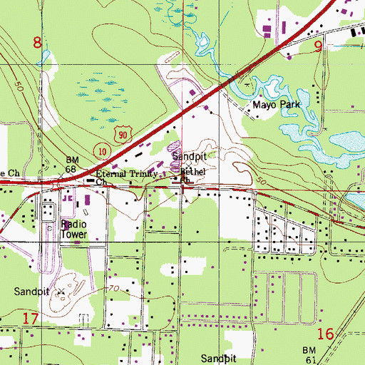 Topographic Map of Bethel Church, FL