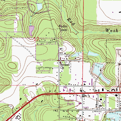 Topographic Map of Bethel Church, FL