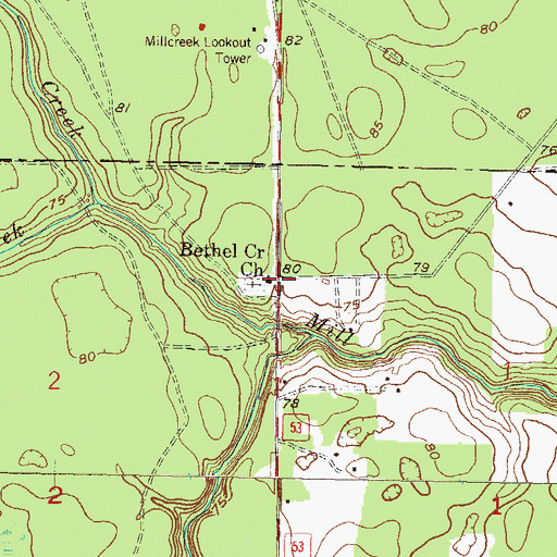 Topographic Map of Bethel Creek Church, FL