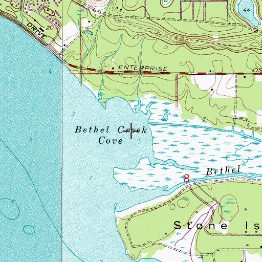 Topographic Map of Bethel Creek Cove, FL