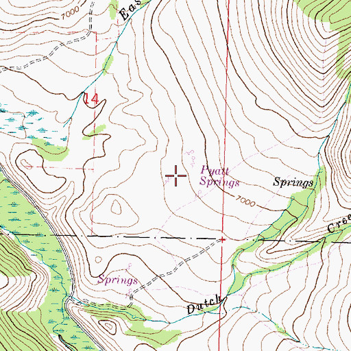 Topographic Map of Pyatt Springs, MT