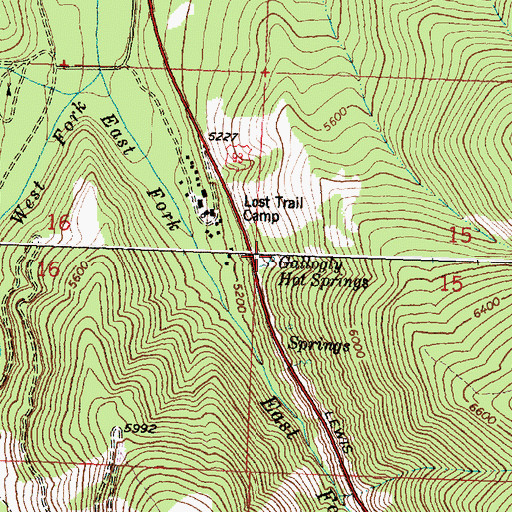 Topographic Map of Gallogly Hot Springs, MT