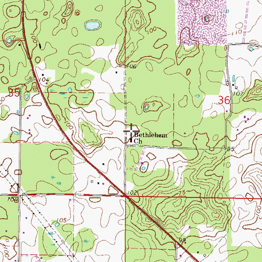 Topographic Map of Bethelehem Church, FL