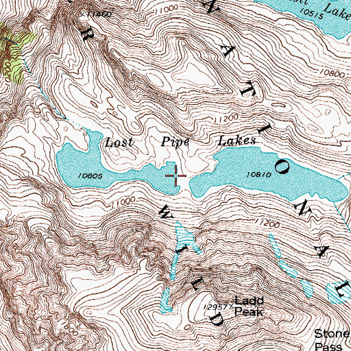 Topographic Map of Lost Pipe Lakes, WY