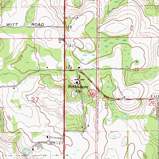Topographic Map of Bethlehem Lutheran Church, FL