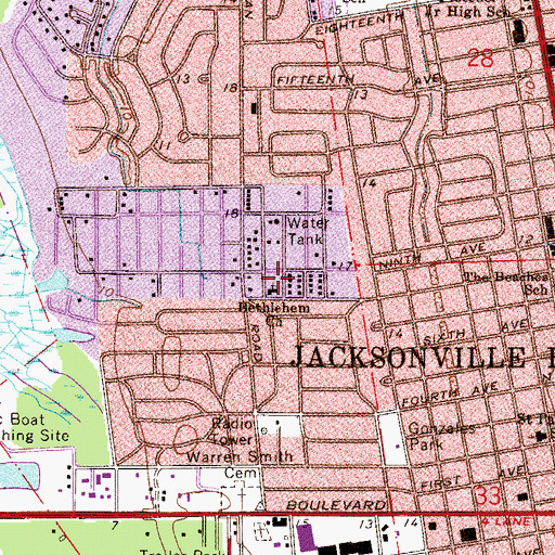Topographic Map of Bethlehem Church, FL