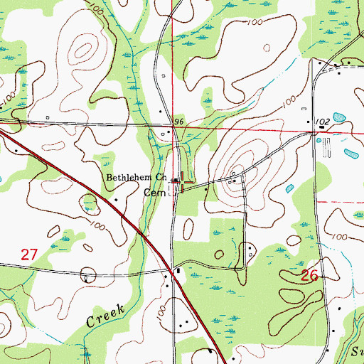 Topographic Map of Bethlehem Church, FL