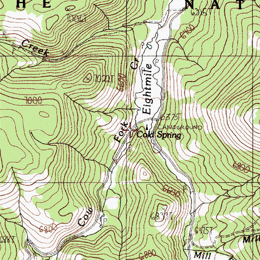 Topographic Map of Cold Spring, ID