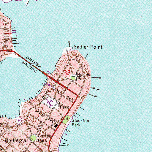 Topographic Map of Bettes Park, FL