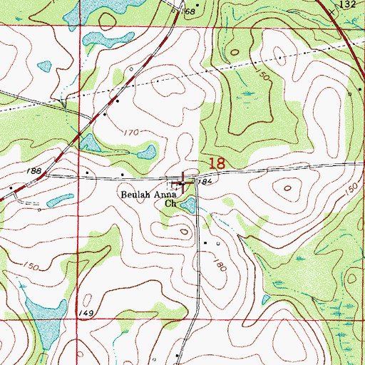 Topographic Map of Beulah Anna Church, FL