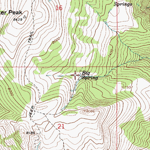 Topographic Map of Big Spring, ID