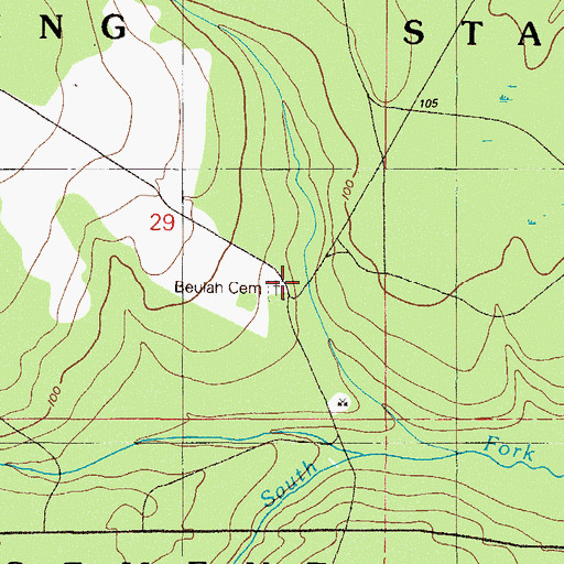 Topographic Map of Beulah Cemetery, FL