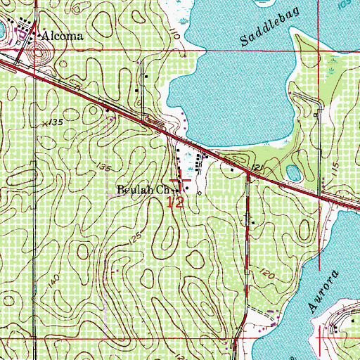 Topographic Map of Beulah Church, FL