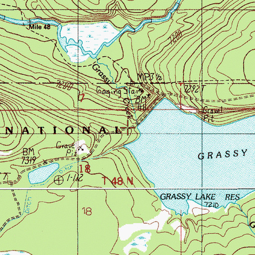Topographic Map of Grassy Creek, ID