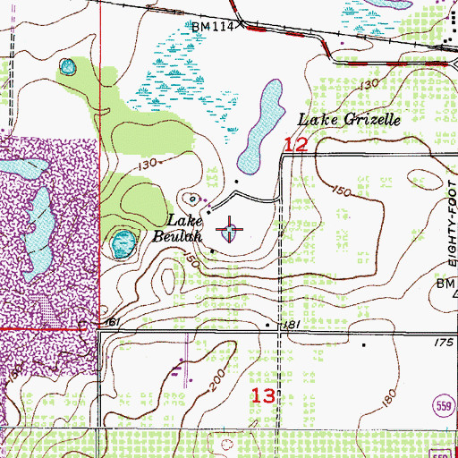 Topographic Map of Lake Beulah, FL