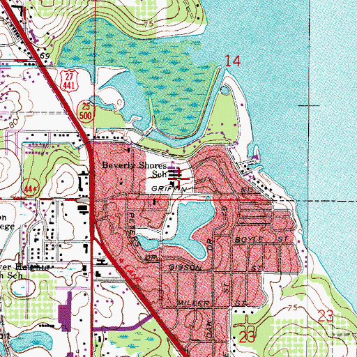 Topographic Map of Beverly Shores Elementary School, FL