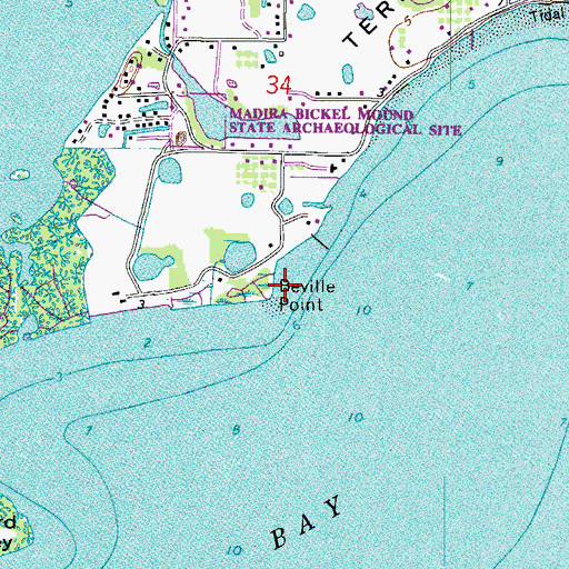 Topographic Map of Beville Point, FL