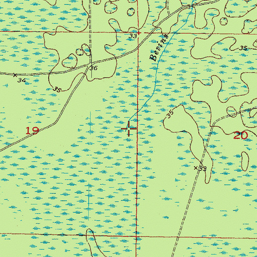 Topographic Map of Bevins Creek, FL