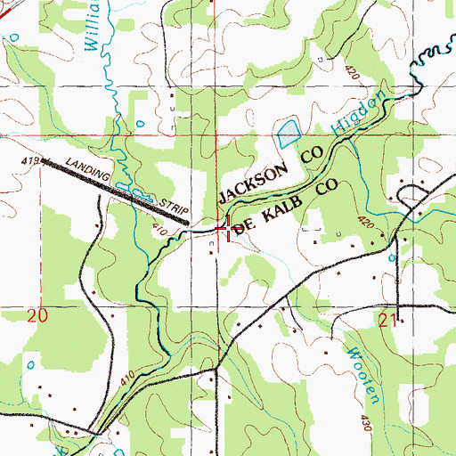 Topographic Map of Wooten Branch, AL