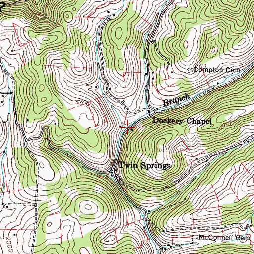 Topographic Map of Mighty Branch, VA