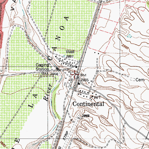Topographic Map of Continental, AZ